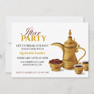 Gold Arabische Dallah Kaffee & Datteln Iftar-Party Einladung