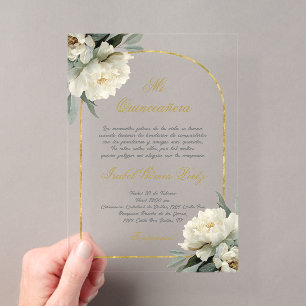Gold Arch Quinceanera-Einladung auf Spanisch Acryleinladungen