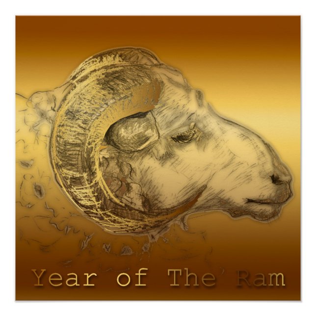 Gold Aries - 2015 Ram Year - Perfect Poster (Vorderseite)