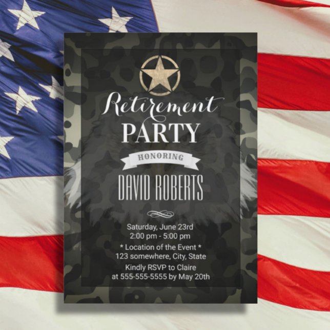 Gold Army Star Camouflage Einladung (Von Creator hochgeladen)