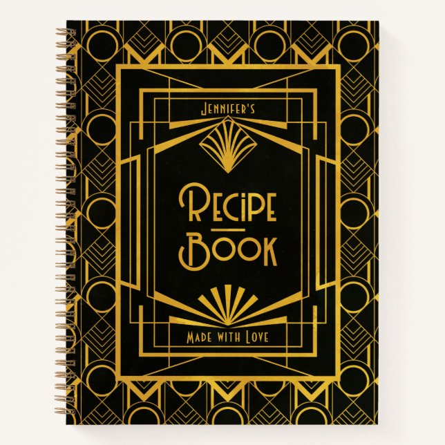 Gold Art Deco 1920er Jahre Rezept Buch (Vorderseite)