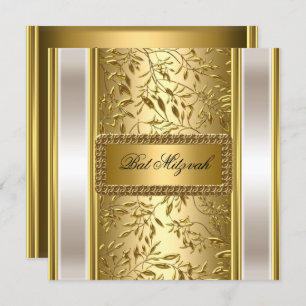 Gold Art Deco Bat Mitzvah Einladung