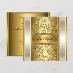 Gold Art Deco Bat Mizwa Einladung