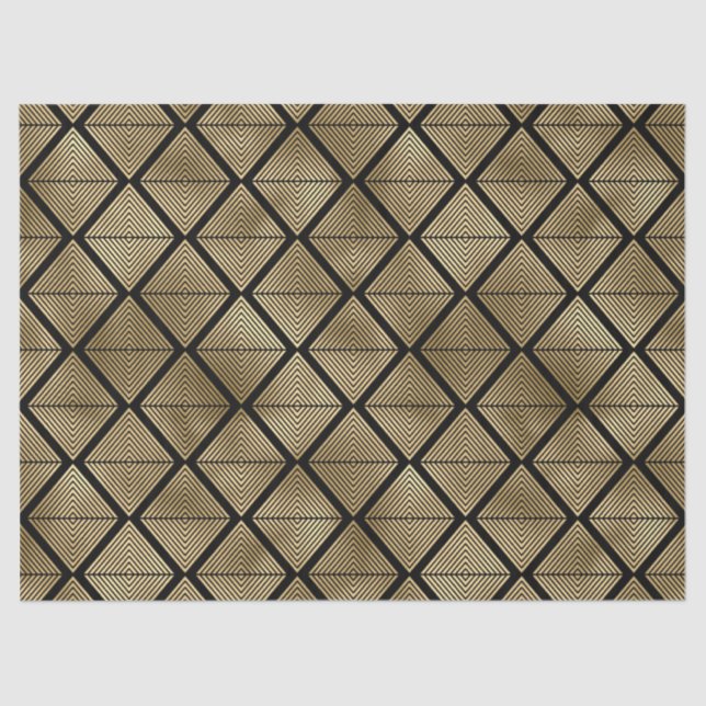 Gold Art Deco Diamanten aus schwarzem Dekor Seidenpapier (Vorderseite)