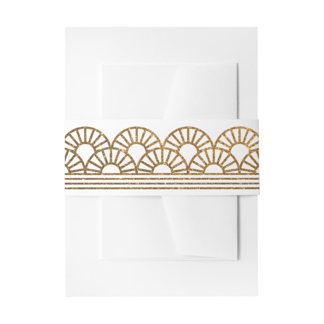 Gold Art Deco Fan Einladung Bauch Band (Vorderseite Beispiel)