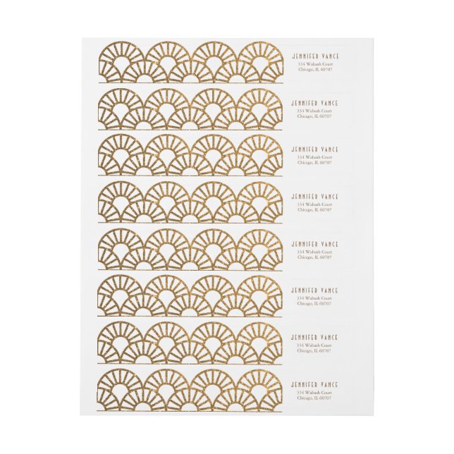 Gold Art Deco Fan Envelope Address Wrap Label (Bogen)