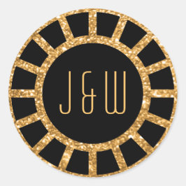 Gold Art Deco Fan Gatsby Monogram Sticker