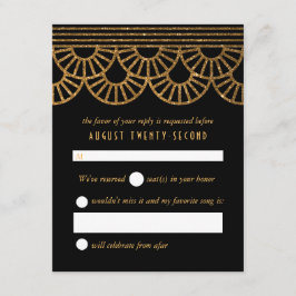 Gold Art Deco Fan Wedding Einladungs-Antwort-Karte RSVP Karte