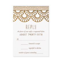Gold Art Deco Fan Wedding Einladungs-Antwort-Karte