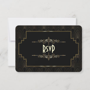 Gold Art Deco Gatsby 1920er Stil Hochzeit RSVP Karte