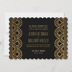 Gold Art Deco Gatsby Inspiriert Einladung zur Hoch