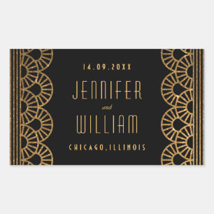 Gold Art Deco Gatsby Style Custom Wedding Sticker