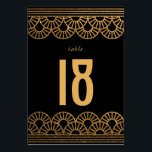 Gold Art Deco Gatsby Themed Tischnummer<br><div class="desc">Diese elegante Tischnummer in Schwarz und Imitat Gold Glitzer Art Deco ist die richtige Wahl für eine Nacht,  Great Gatsby themed Hochzeit und Empfang.</div>