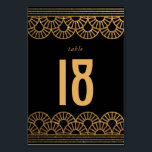 Gold Art Deco Gatsby Themed Tischnummer<br><div class="desc">Diese elegante Tischnummer in Schwarz und Imitat Gold Glitzer Art Deco ist die richtige Wahl für eine Nacht,  Great Gatsby themed Hochzeit und Empfang.</div>