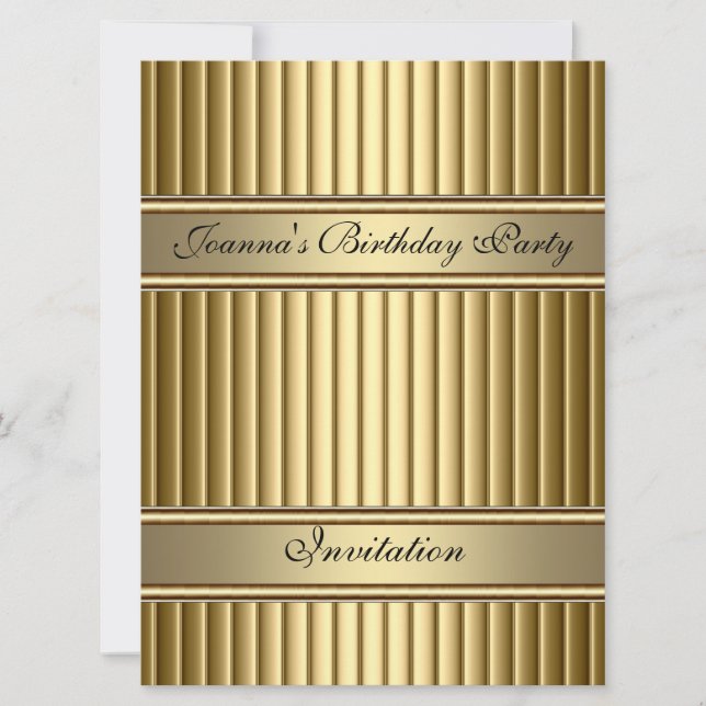 Gold Art Deco Geburtstagsparty Einladung Gold (Vorderseite)