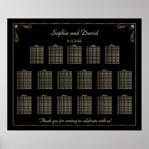 Gold Art Deco Great Gatsby Wedding Seating Chart Poster