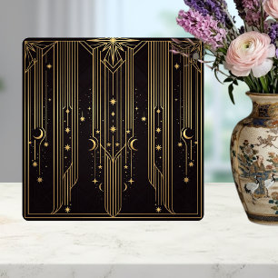 Gold Art Deco Himmel Sterne Monde Muster Fliese