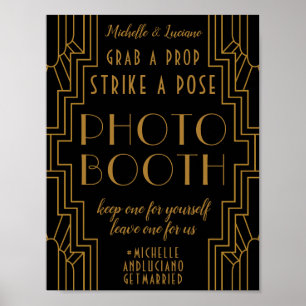 Gold Art Deco Hochzeitssender Foto-Stand Poster