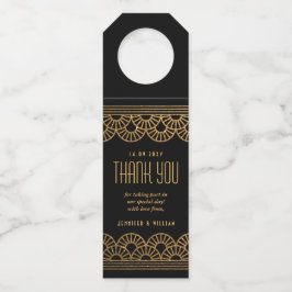 Gold Art Deco Lüfter Danke Flasche Tag Flaschenanhänger