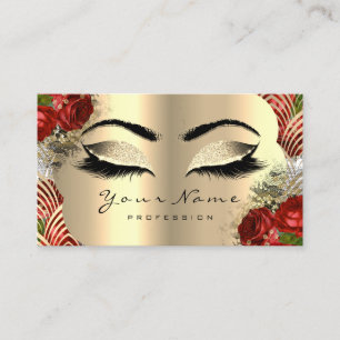 Gold Art Deco Makeup Artist Lash Rote Rose Visitenkarte