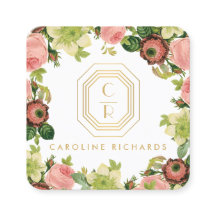Gold Art Deco Monogram Vintag Florals