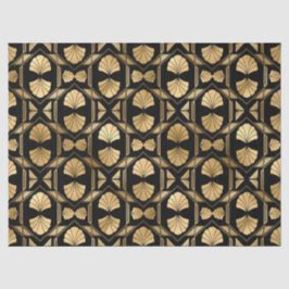 Gold Art Deco Muscheln auf Black Decoupage Seidenpapier