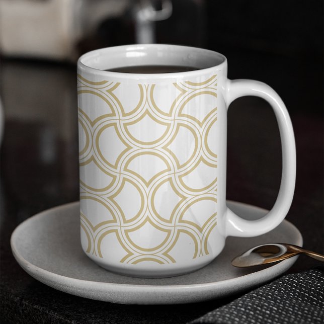 Gold Art Deco Muster auf Weiß Kaffeetasse (Von Creator hochgeladen)