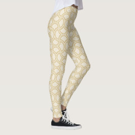 Gold Art Deco Muster auf Weiß Leggings