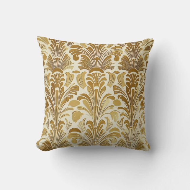 Gold Art Deco Muster Pillow Kissen (Vorderseite)