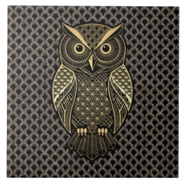 Gold Art Deco Owl Fliese