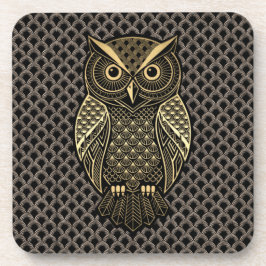 Gold Art Deco Owl Getränkeuntersetzer