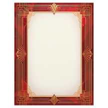 Gold Art Deco Rahmen auf rotem Hintergrund