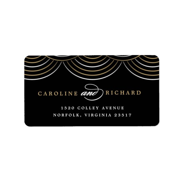 Gold Art Deco String Lights Rücksendeadresse Label Adressaufkleber (Vorne)