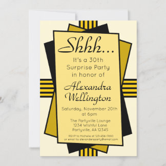 Gold Art Deco Überraschung Party Geburtstag Einladung