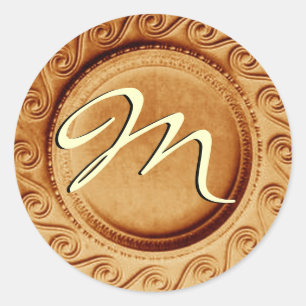 Gold Art Deco Wedding Monogram M Aufkleber