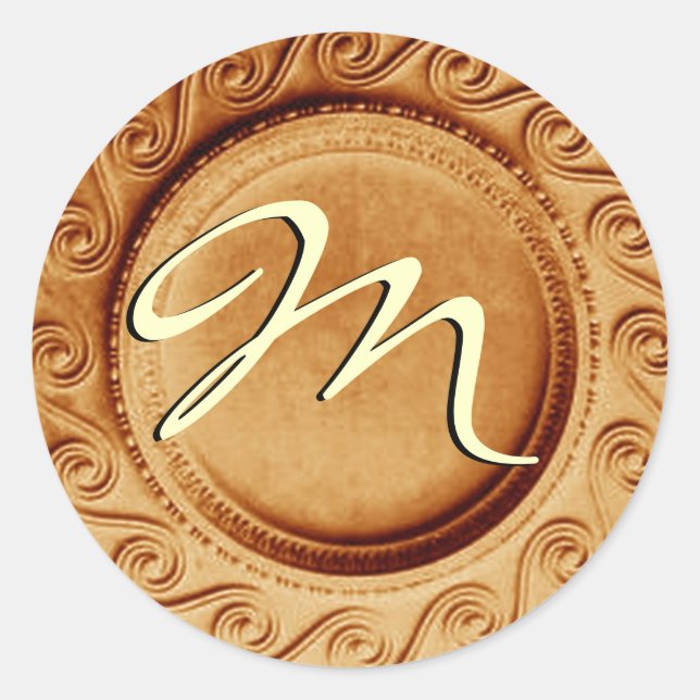 Gold Art Deco Wedding Monogram M Aufkleber (Vorderseite)