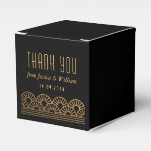 Gold Art Deco Wedding Reception Gästebuch Geschenkschachtel