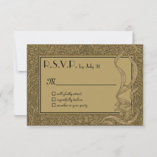 Gold Art Nouveau Elegante Einzigartige Hochzeit RSVP Karte