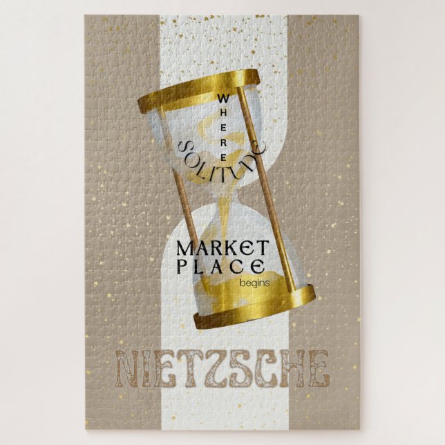 Gold Art Nouveau Introvert Philosophie Zitat Puzzle (Vertikal)