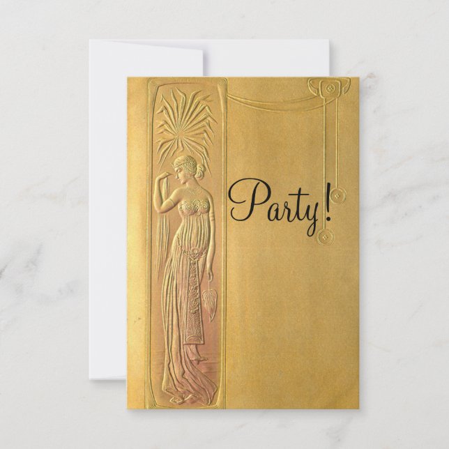 Gold Art Nouveau Party Einladung (Vorderseite)