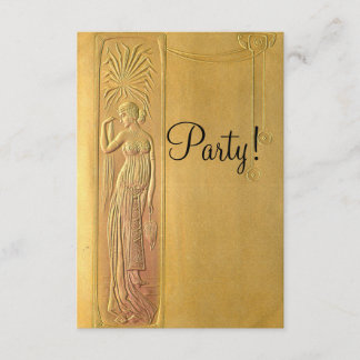 Gold Art Nouveau Party Einladung