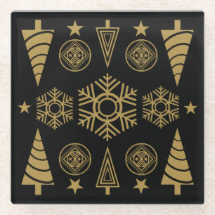 Gold Art Nouveau Weihnachtsdekoration Glasuntersetzer