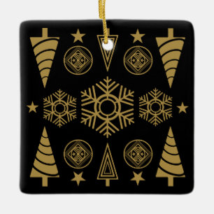 Gold Art Nouveau Weihnachtsdekoration Keramikornament