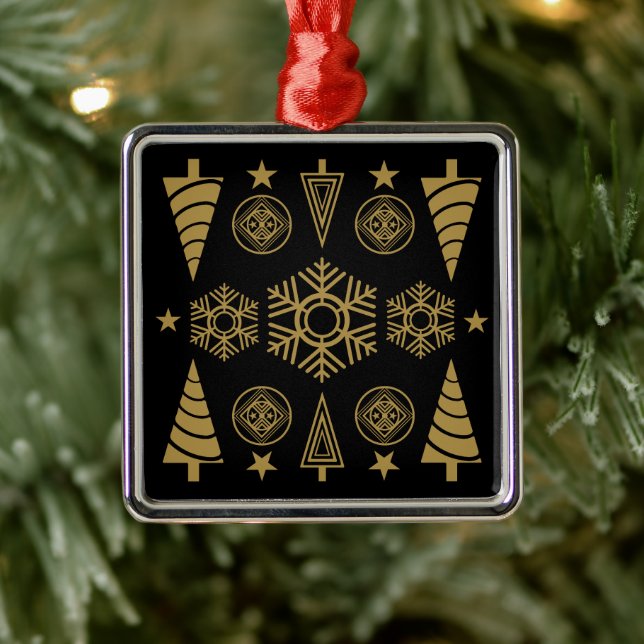 Gold Art Nouveau Weihnachtsdekoration Ornament Aus Metall (Baum)