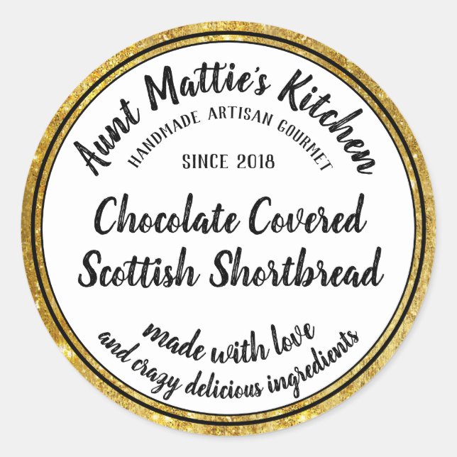 Gold Artisan handgefertigte Gourmet Food Label Runder Aufkleber (Vorderseite)
