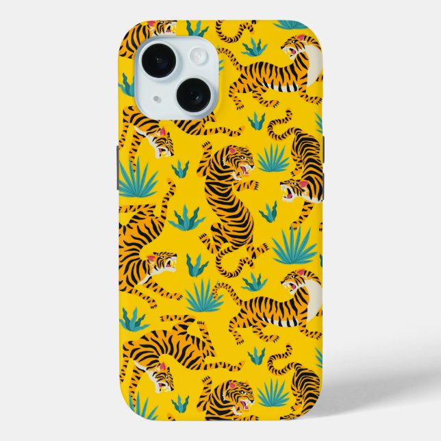 Gold Asian Tiger Pattern Case-Mate iPhone Hülle (Rückseite)