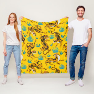 Gold Asian Tiger Pattern Fleecedecke