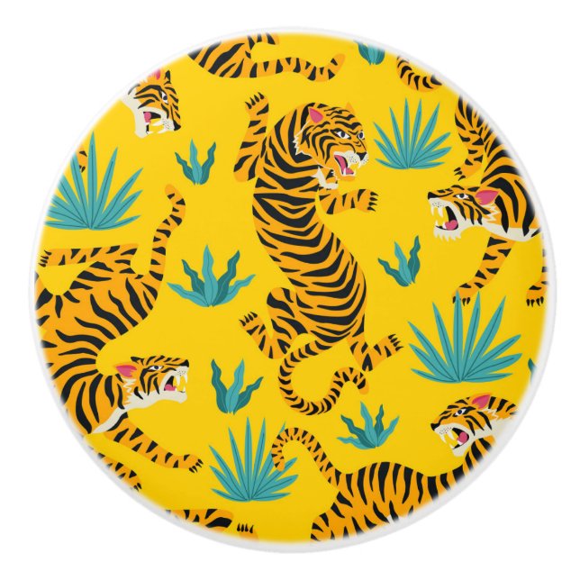 Gold Asian Tiger Pattern Keramikknauf (Vorderseite)