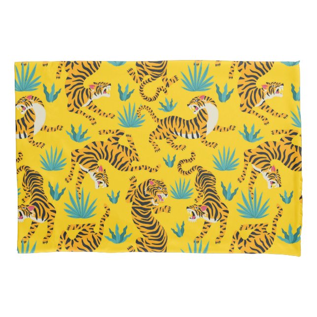 Gold Asian Tiger Pattern Kissenbezug (Vorderseite-Links)