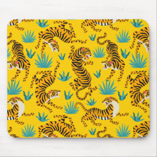 Gold Asian Tiger Pattern Mousepad